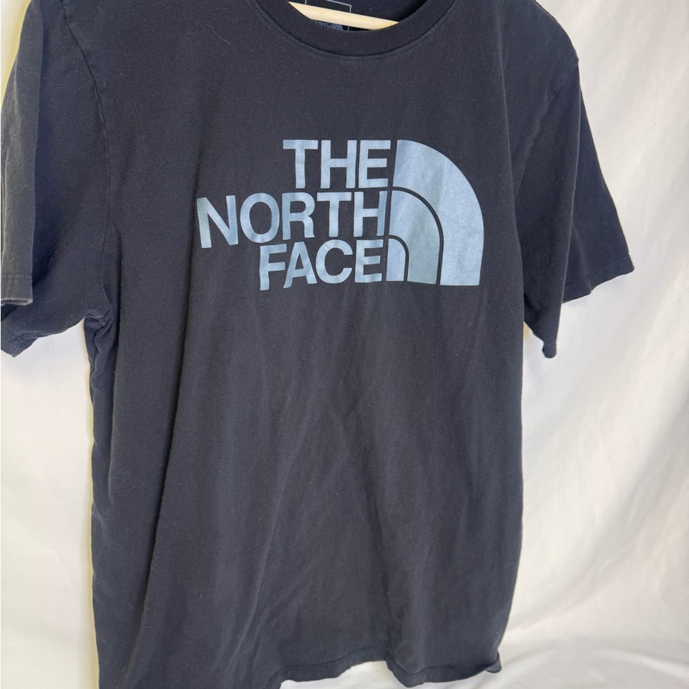 The North Face Black Short Sleeve Tee with Light Blue Logo - Picture 2 of 7